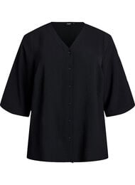 FLASH – Skjortebluse med v-hals og 3/4 ermer, Black