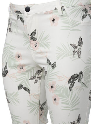 Caprijeans med blomstermønster og høyt liv, White Flower AOP, Packshot image number 2