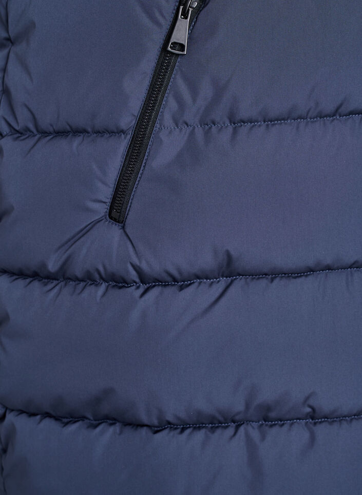 Lang vest med hette og lommer, Bl&aring;, Packshot image number 3