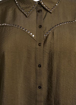 Zizzi Skjorte med nagler, Dark Olive, Packshot image number 2