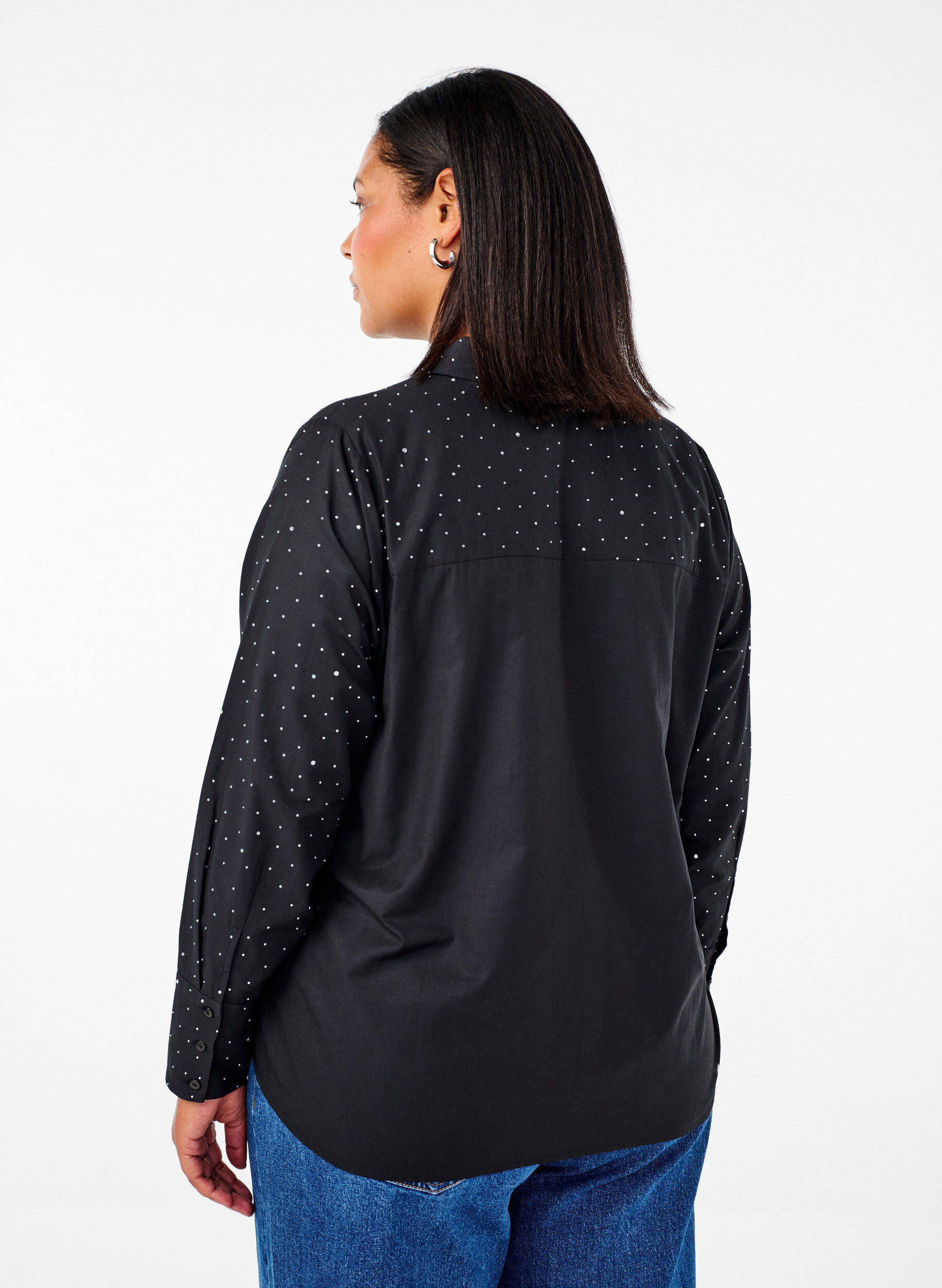Zizzi Skjorte med strass, Black, Model image number 1
