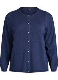 Cardigan med runde knapper, Blå Cardigan med runde knapper