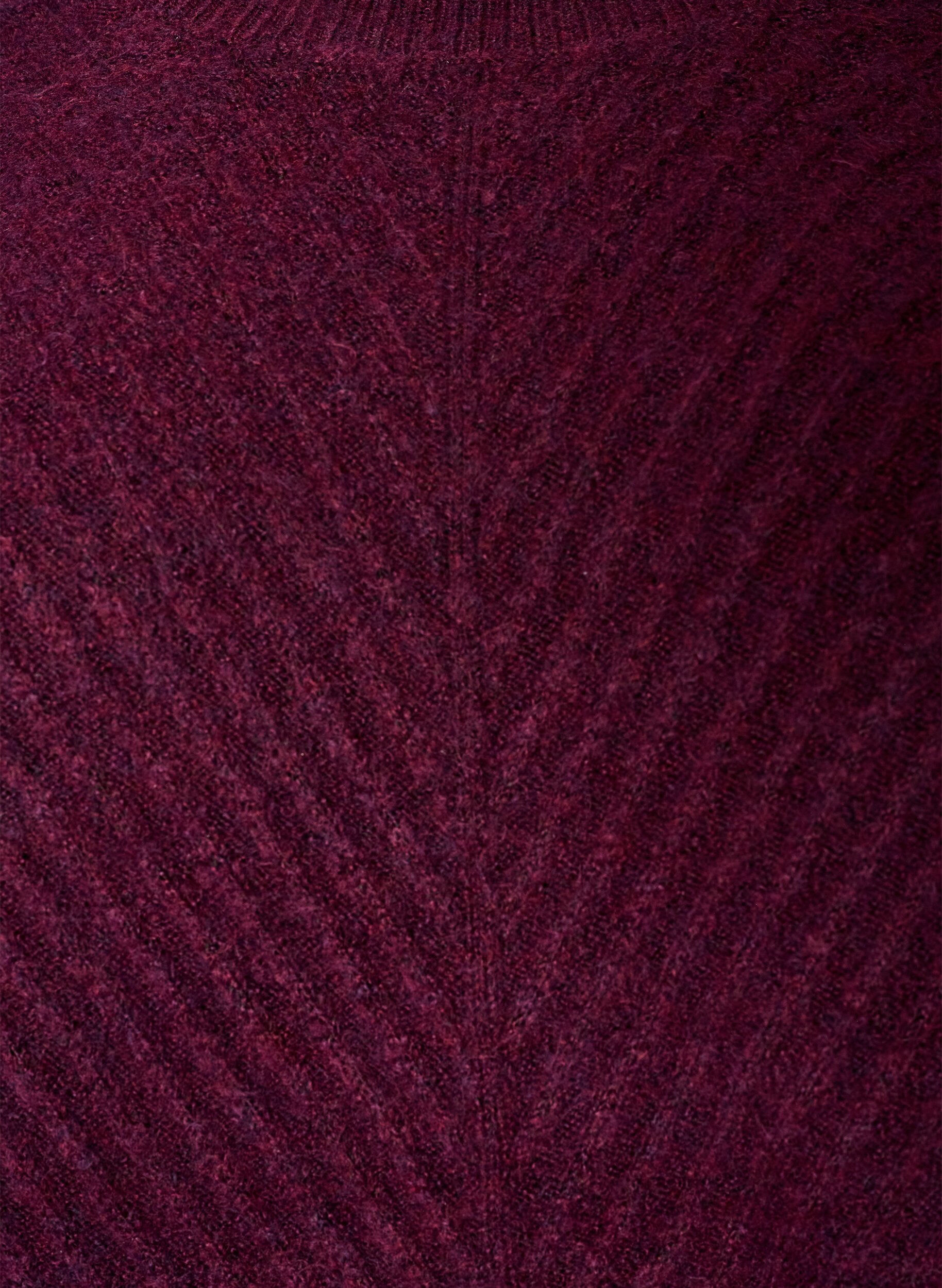 ZizziStrikkebluse med V-formet ribbem&oslash;nster og splitter, R&oslash;d, Packshot image number 2
