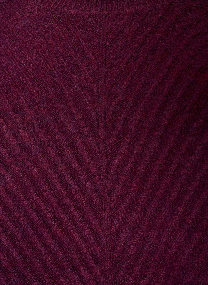 Strikkebluse med V-formet ribbem&oslash;nster og splitter, R&oslash;d, Packshot image number 2