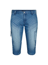 Slim-fit capri-jeans med lommer, Bl&aring;