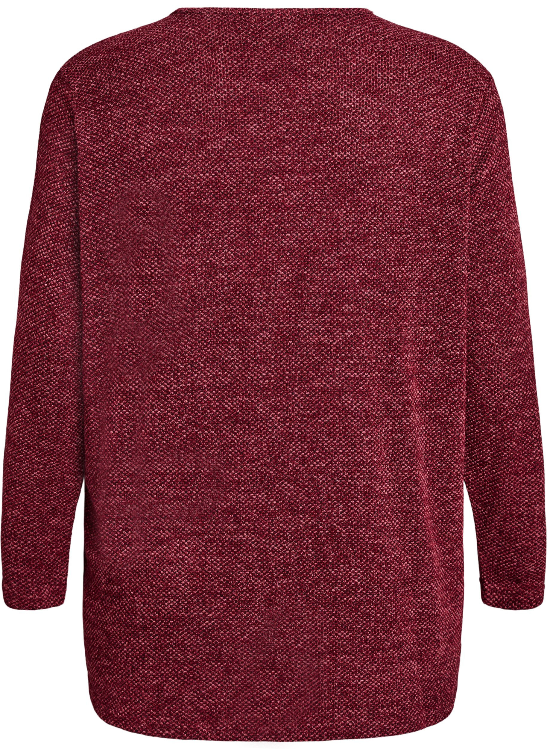 ZizziLangermet bluse med tekstur, M&oslash;rk Bordeaux, Packshot image number 1