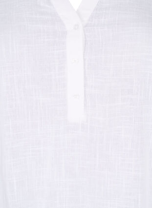 Bomullsbluse med V-hals, Bright White, Packshot image number 2