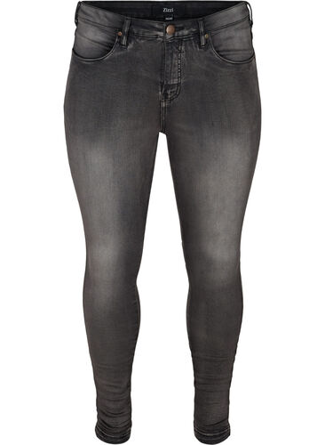 Super slim Amy jeans med høyt liv, Dark Grey Denim, Packshot image number 0
