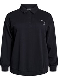 Sporty genser med krage, Svart Sporty genser med krage