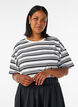 Boxy T-skjorte med stripete m&oslash;nster, Svart, Model image number 0