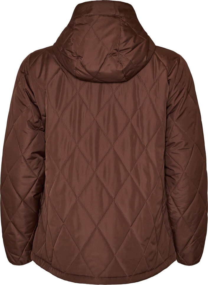 Lett vattert jakke med diamantquilt, Brun, Packshot image number 1