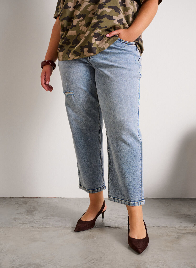 Cropped Vera jeans med distressed detaljer, Bl&aring;, Model image number 2
