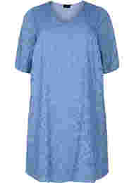 Kortermet kjole med struktur, Coronet Blue