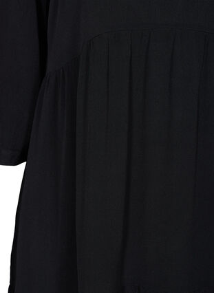 Viskosekjole med 3/4-ermer og A-form, Black, Packshot image number 2