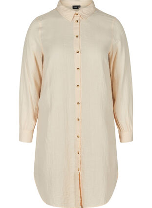 Lang bomullsskjorte med en klassisk krage, Mother Of Pearl, Packshot image number 0