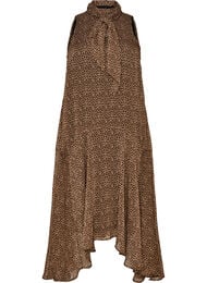 Midikjole i chiffon med leopardtrykk og et knytebelte, Brun