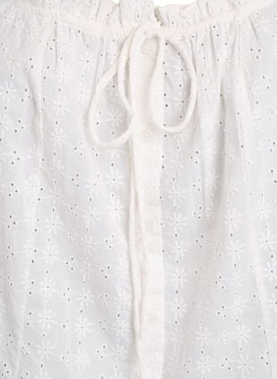 Zizzi Ermeløs bluse med broderi anglaise og volanger, Vanilje, Packshot image number 2