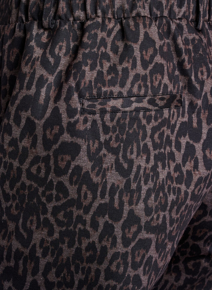 Cropped bukser med leopardmønster, Brun, Packshot image number 3