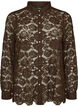 Skjorte i blonder med perleknapper, Brun, Packshot image number 0