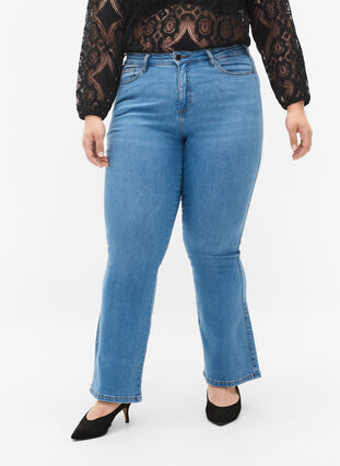 Ellen bootcut jeans med høyt liv, Light blue, Model image number 2