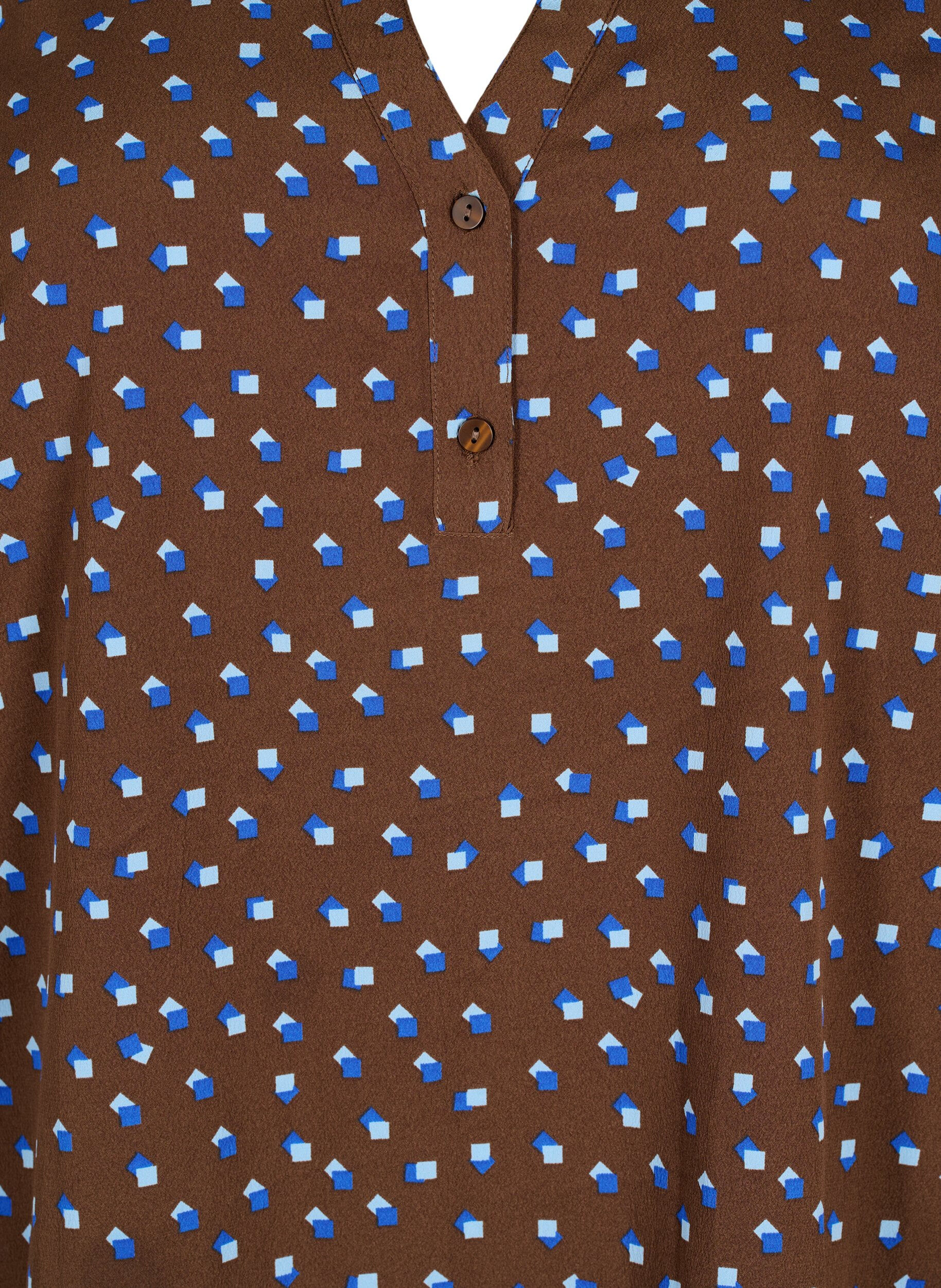 Zizzi FLASH - bluse med lange ermer og trykk, Chicory Coffee AOP, Packshot image number 2