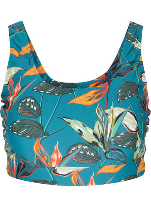 Mønstrete bikinitopp med rund hals, Leaf Print, Packshot image number 0