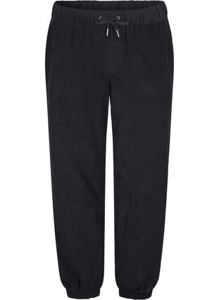 Zizzi Cordfløyelsbukser med elastisk linning, Black, Packshot image number 0
