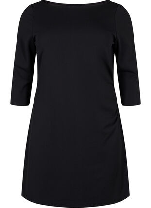 Kjole med drapering og 3/4-ermer, Black, Packshot image number 0
