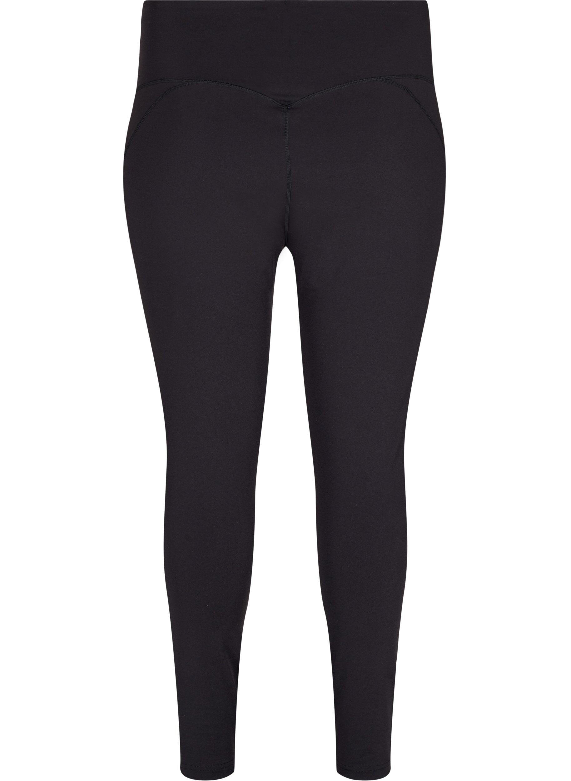 Zizzi CORE, V-SHAPE DEFINE TIGHTS - Cropped treningstights med V-form bak, Black, Packshot image number 1