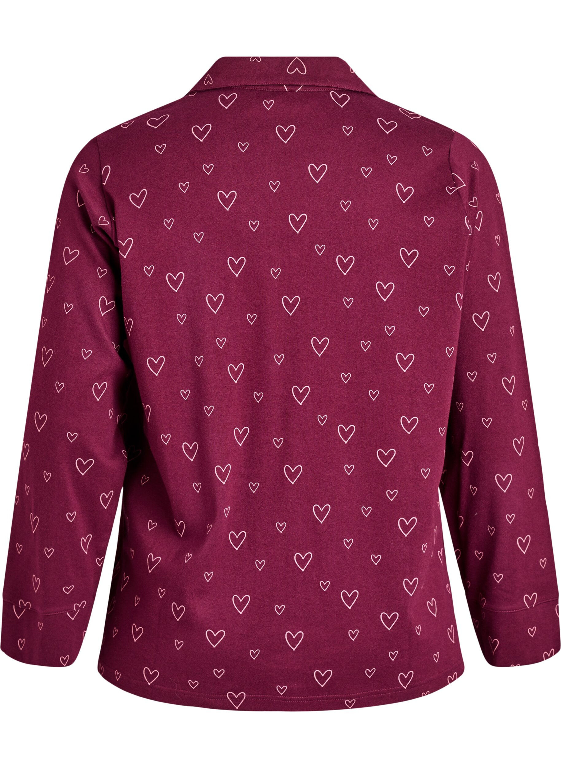 ZizziBomullspyjamaskjorte med brystlomme, R&oslash;d, Packshot image number 1