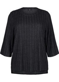 Melert bluse med trekvartlange ermer, Svart Melert bluse med trekvartlange ermer