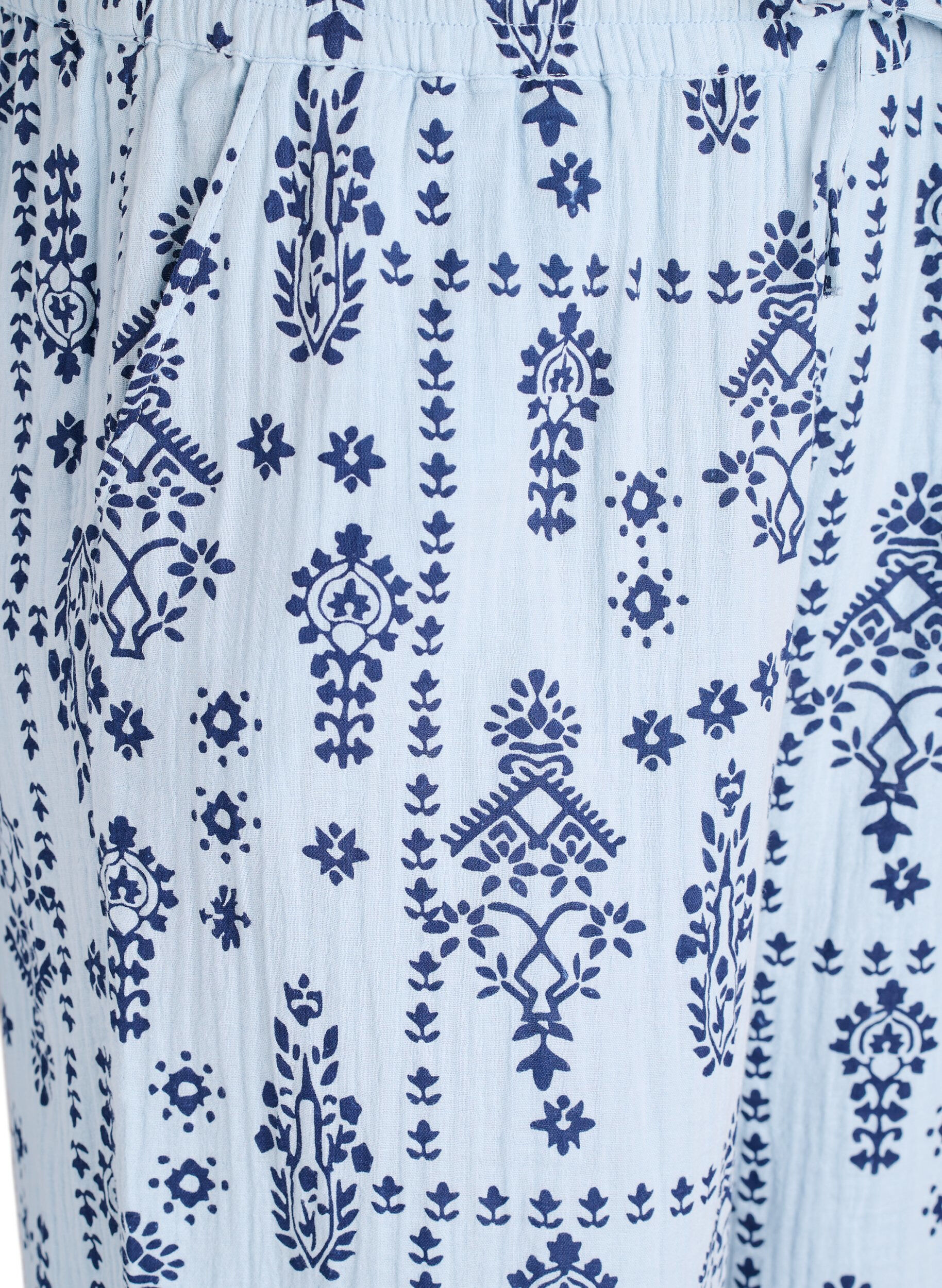 Zizzi L&oslash;se bukser i bomullsmuslin med polka dots, Bl&aring;, Packshot image number 2