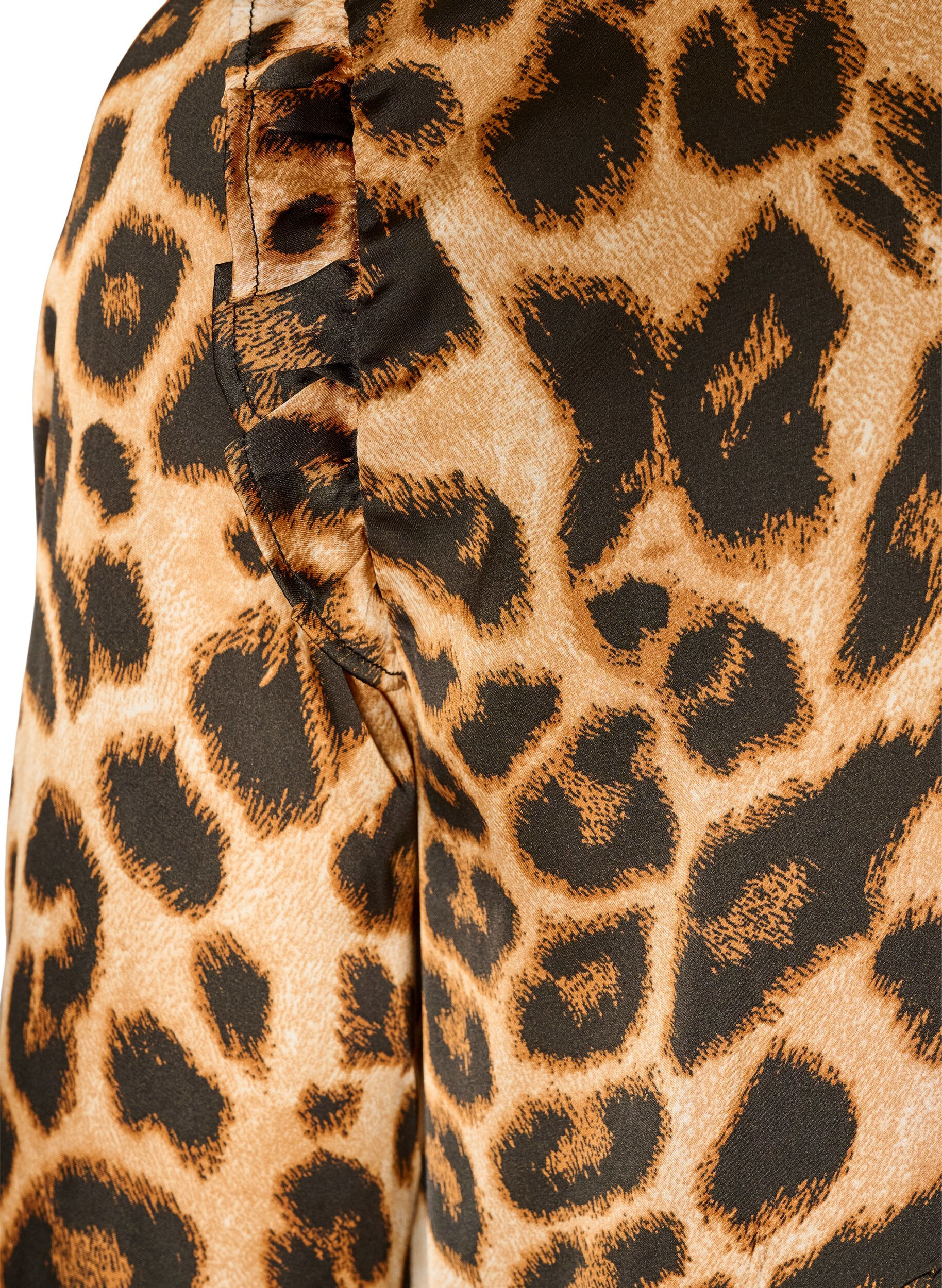 ZizziKjole med leopardtrykk og volangdetaljer, Brun, Packshot image number 3