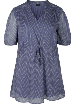 Mønstrete tunika med justerbar midje, Blue Indigo AOP, Packshot image number 0