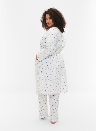 Morgenkåpe i bomull med knyting, Snow White AOP, Model image number 1