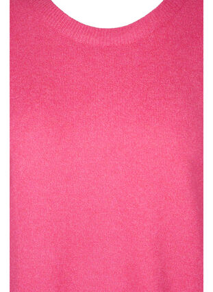 Melert strikkegenser med 3/4-ermer, Fandango Pink, Packshot image number 2