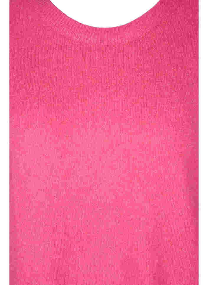 Melert strikkegenser med 3/4-ermer, Fandango Pink, Packshot image number 2