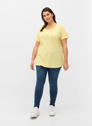 Kortermet T-skjorte i bomull med trykk, Pale Banana Shine, Model image number 3