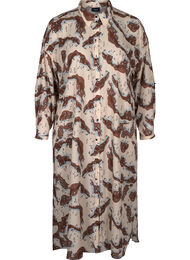 Mønstrete kjole med lange ermer og knapper, Camouflage AOP