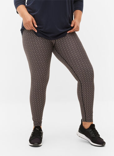 Mønstrete treningstights med 7/8-lengde, Black w. Text Print, Model image number 2