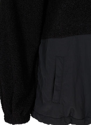 Treningsjakke i teddy med lommer og glidelås, Black, Packshot image number 3