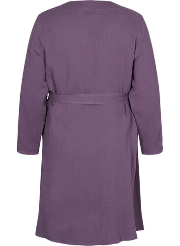 Morgenkåpe i bomull med knyting, Vintage Violet, Packshot image number 1