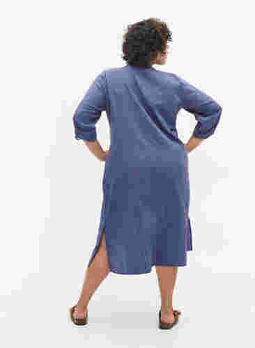 Skjortekjole i bomull med 3/4-ermer, Nightshadow Blue, Model image number 1
