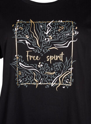 T-skjorte i økologisk bomull med gulltrykk, Black W. Free, Packshot image number 2