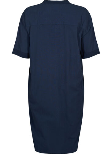 FLASH - Kortermet midikjole i bomull, Navy Blazer, Packshot image number 1