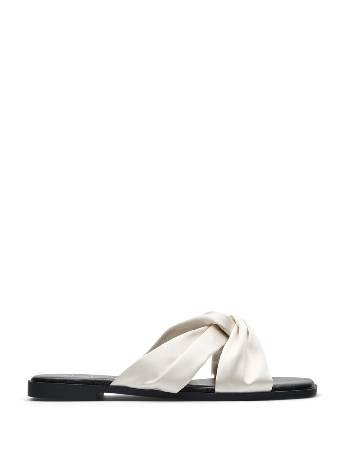 Wide fit - Slip-in med kryssede satengstropper, Whisper White, Packshot