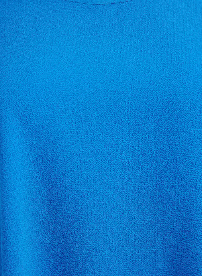 Bluse med korte ermer og rund hals, Blå, Packshot image number 2