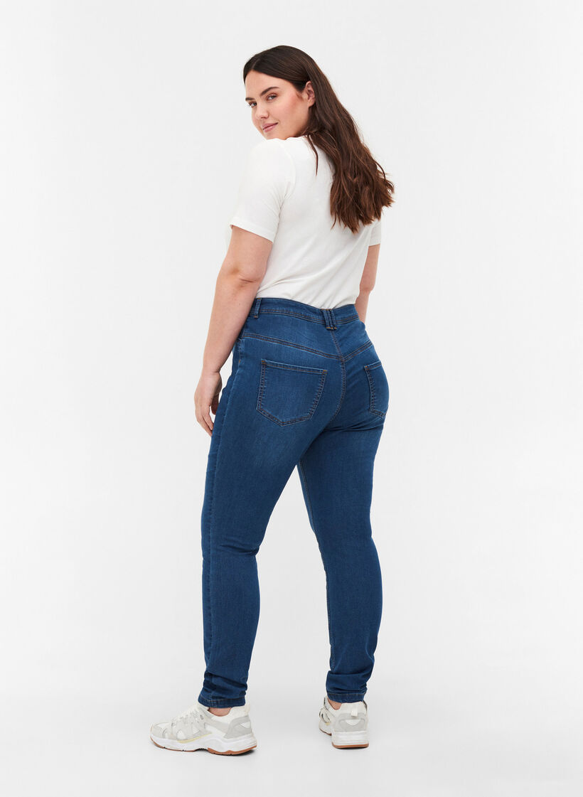 Super slim Amy jeans med høyt liv, Blå, Model image number 2