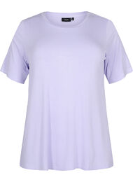 T-skjorte i viskose med ribbet struktur, Lavender
