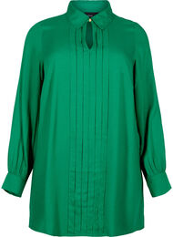 Langermet bluse i viskose med skjortekrage, Jolly Green